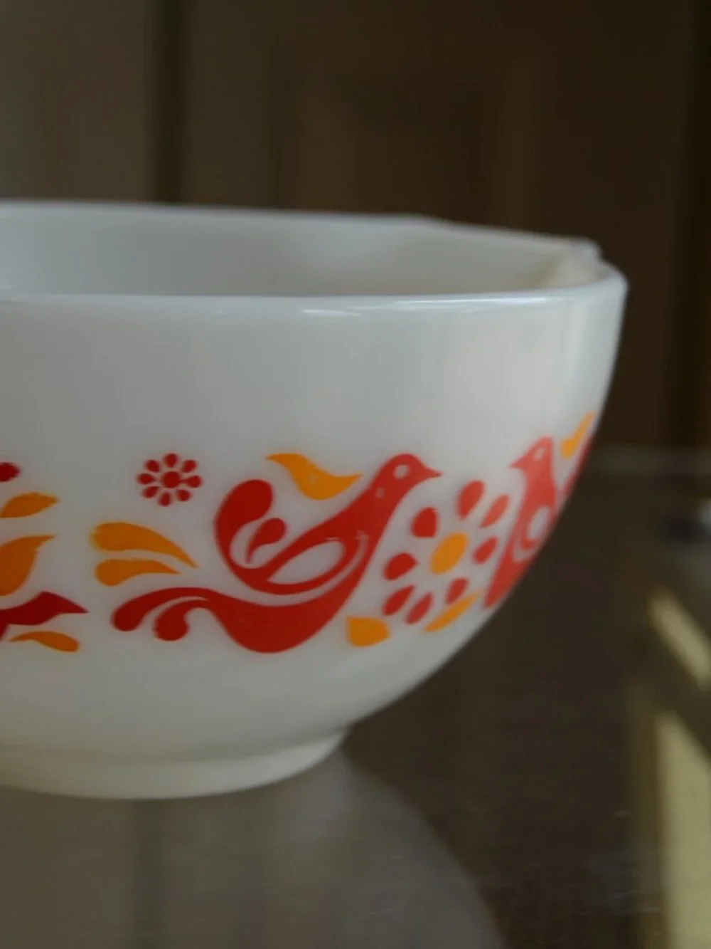 Pyrex FRIENDSHIP Cinderella Mixing Bowl #441 Red Orange Birds 1-1/2 PT Vintage - Picture 4 of 8